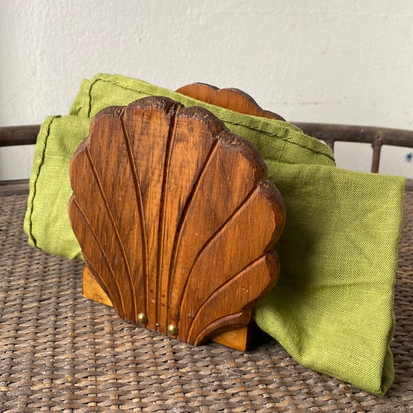 Dining Mid Century Modern Wood Shell Napkin Holder Poshmark